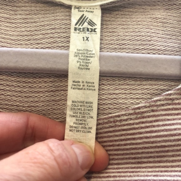 Reebok 1X Hoodie GUC Plum Pinstripe 3/4 sleeve - Picture 3 of 6